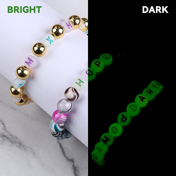 （4 x 7mm）100 stk UV Akrylperler Gløder i Mørket Alfabet L