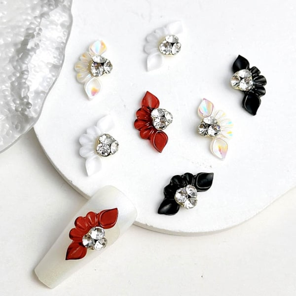 10 stycken blommiga nagelcharms 3D färgglada blommiga nageldekorationer med strassdesign - Perfekt för kvinnor och flickors nageltillbehör