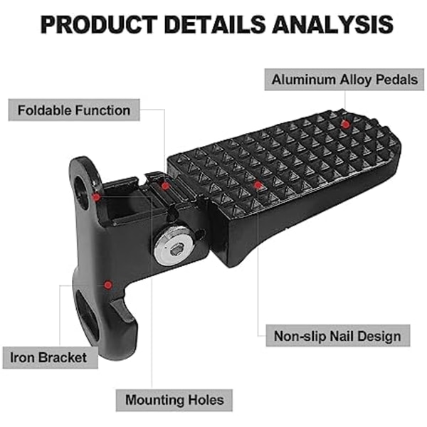 1 Par Sykkel Bakpedal, Mini Sammenleggbar Sykkel Fotstøtter, Baksete Fotstøttepedal for Terrengsykkel