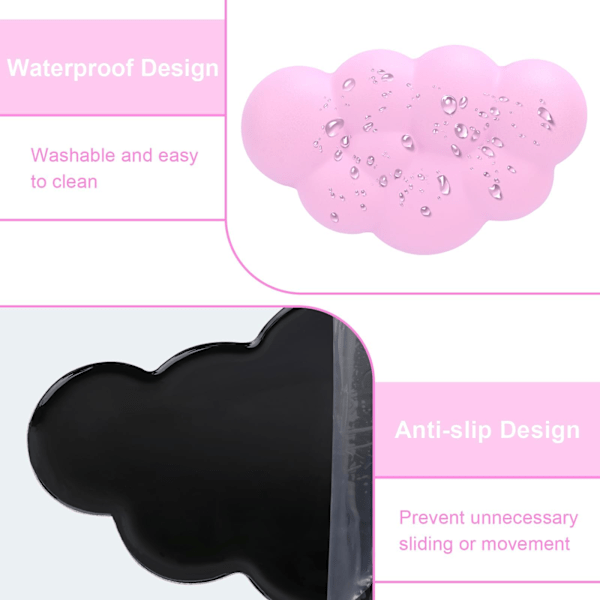 Ergonomiska Halkfria Tangentbords- och Mus-handledsstöd från Pieces, Handledsstöd i Memory Foam för Kontor och Hem, Rosa