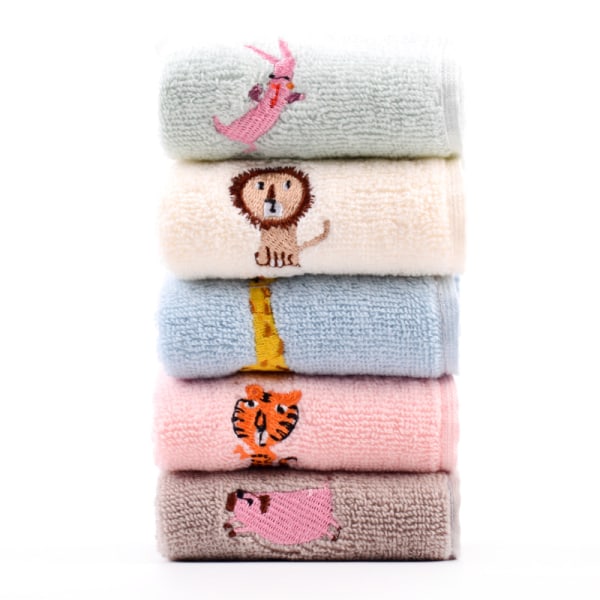 5 Pakke barnevaskekluter - Myke håndklær - 5 farger - Babybadehåndkle - 25 x 25 cm - Flerfarget