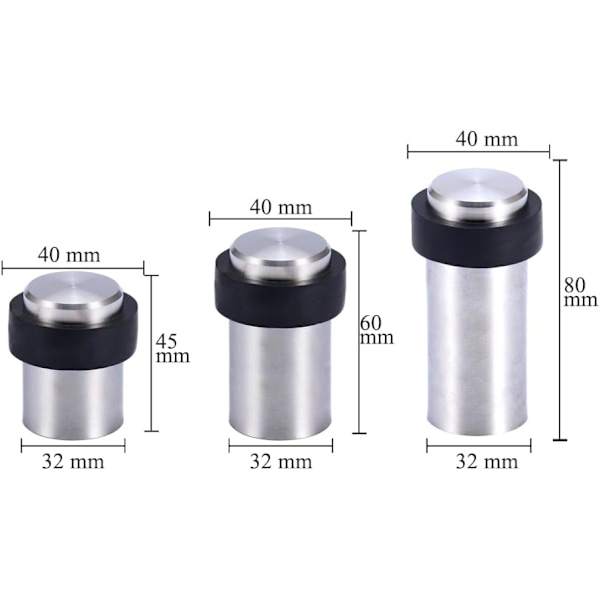 4,5 cm Dørstopper i rustfrit stål til gulv (pakke med 4)