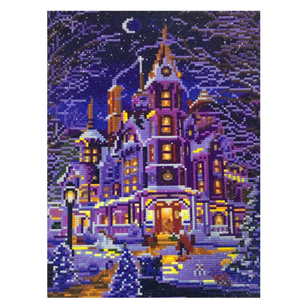 (30x40cm) LED-lys Diamantmaleri Mosaikk Juledekorasjon Landskap Diamantbroderi Vinter