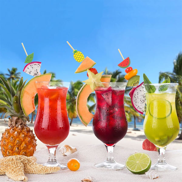 100 stk. Grønne Blad Cocktail Picks 4,7 tommer Lange Bambus Fancy Tandstikkere til Appetitvækkere Drikkevarer Frugt Forår Sommer Pa