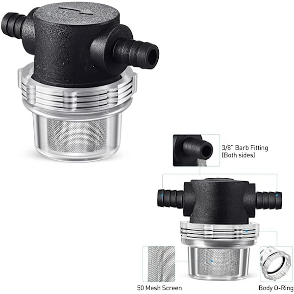 3/8 tum Vattenpumpssil 50 Mesh Rostfritt Stål Skärm RV Pumpsfilter Twist Slangsil