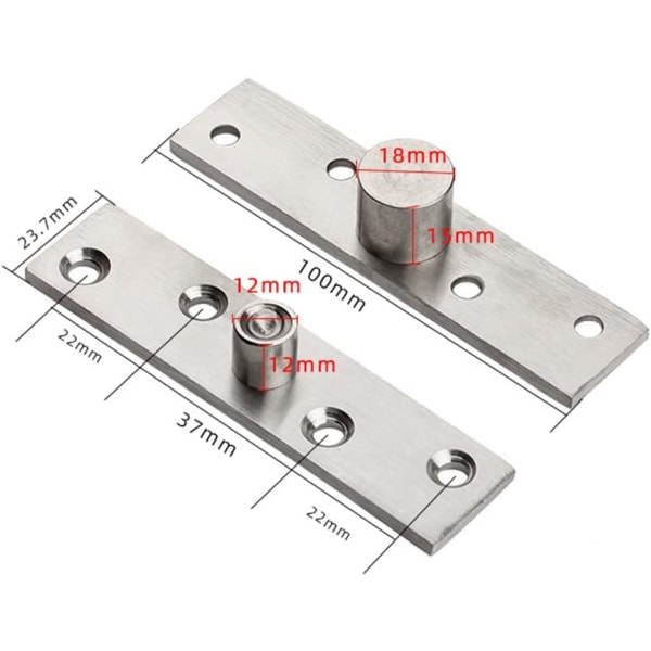 2 stk. 360° drejelige skjulte dørhængsler i rustfrit stål 100 mm x 23,7 mm