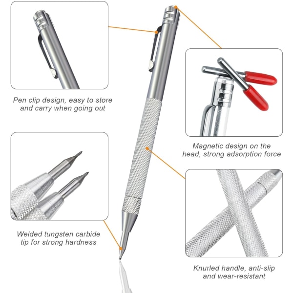 Metallipäällysteinen piirrin, 2 kpl taskupiirrin kynää 20 kynän kärjellä, piirrin kynä magneetilla, jossa ei ole