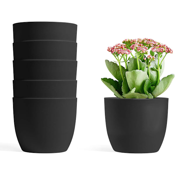 Svart 14x13cm, 6 st automatisk bevattningskruka 12cm svart synlig vattennivå hem dekorativt flöde