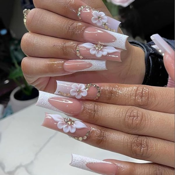 10 st 3D Nagelberlocker Blommor Nagelkonst Berlocker för Nagelstenar och Strass för Nagel Pärlor Kristaller Design Nagelkonst Dekor