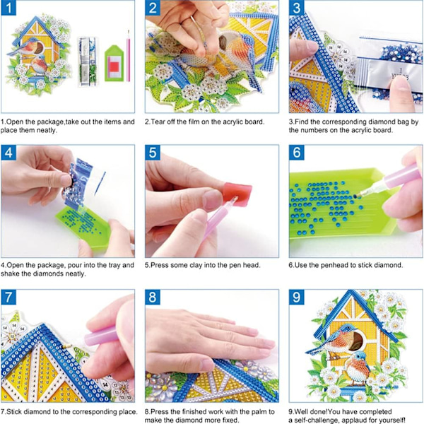 Diamantmaleri Desktop Ornament Kors og Blomster Diamantmaleri Desktop Dekoration DIY Single S