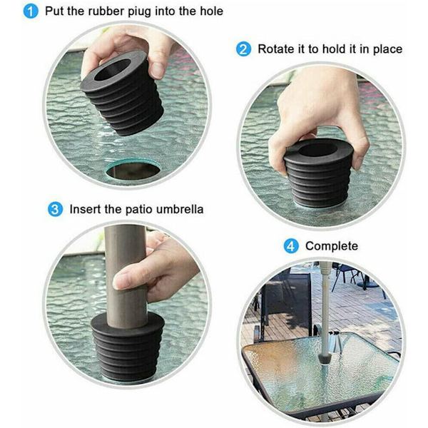 Konisk parasolfod til parasol - 38 mm - Hul til terrassebordshulåbning eller parasolfod (sort)