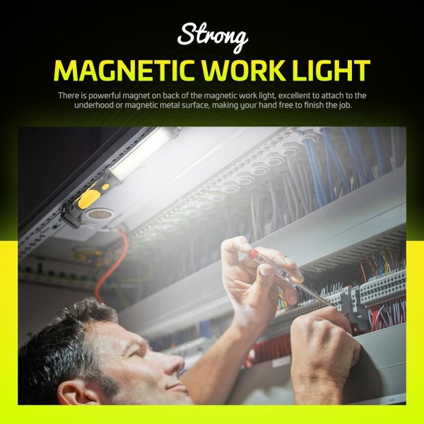 1 stk genopladelig LED trådløs håndholdt arbejdslys 1500 lumen COB bærbar mekanikerlampe med ma