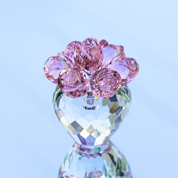 (Purple) Glass Flower Bouquet with Vase - Home Decor - Romantic Gift for Women on Valentin