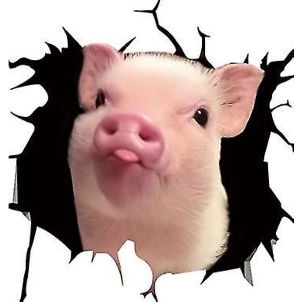Funny Pig Cracked Car Sticker Car Window Meme Cattle Decal 1