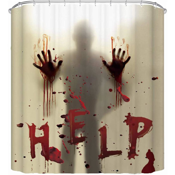 1 st 72 tum x 72 tum Halloween duschdraperi foder fönstergardiner, Hjälp mig med blodiga händer för Halloween Dekoration