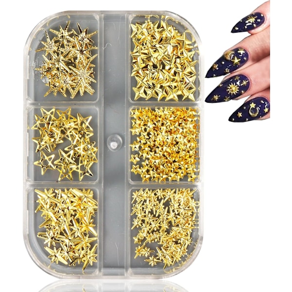 3 Lådor Små Stjärnformade Nagelberlocker Guld Stjärnberlocker för Nageldesign Nageldekorationer Stjärnor Nagelberlock Nageljuveler för Nagelkonstberlock