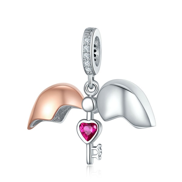 Öppningsdiametern är cirka 4,5 mm, 925 Sterling Silver Heart Key