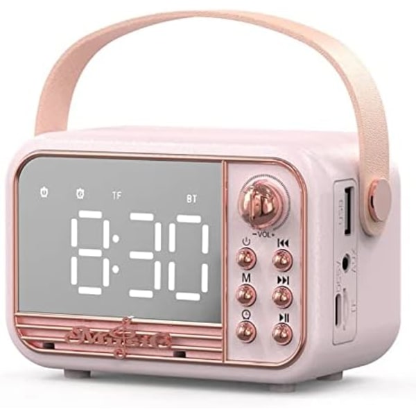 Vintage Kannettava Langaton Bluetooth-kaiutin Herätyskellolla, Kova Äänenvoimakkuus, Bluetooth 5.0, TF-kortin ja USB-tikun Tuki, AUX, Vanha Tyyli