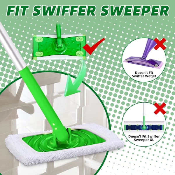 5-pakks gjenbrukbare mikrofibermoppkluter for Swiffer-mopp, vaskbare moppkluter, mopputskiftningskluter for gulvrengjøring