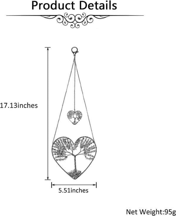 7 Chakra Healing Crystal Tree of Life Hanging Ornament Wire Quart