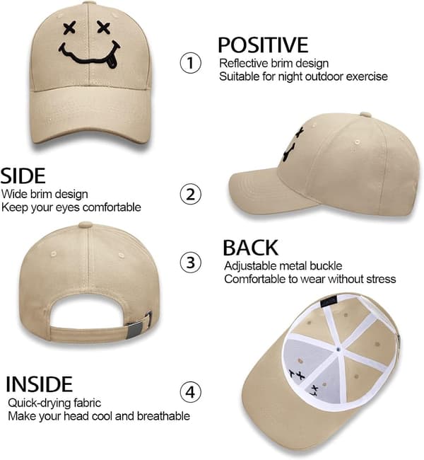 Baseball Cap, Bomulds Anti-Sol Baseball Cap med Broderet, Mænd