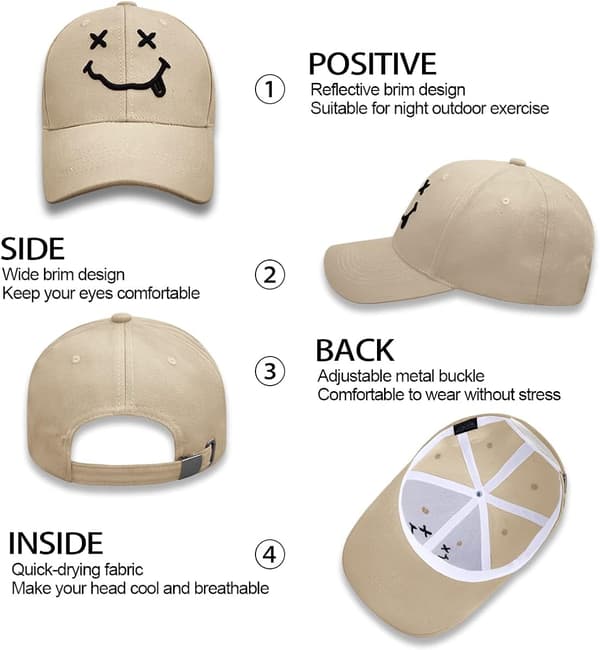 Baseball Cap, Bomull Anti-Sun Baseball Cap med Brodert, Menn