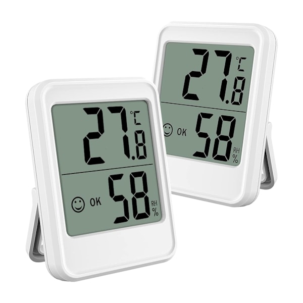 (Hvit 2 sett) Innendørs hygrometer Digital innendørs hygrometer Mini T