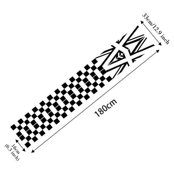 (Svart) 1 par 18 cm Racing Rutig Flagga Sido Stripe Stickers Lat