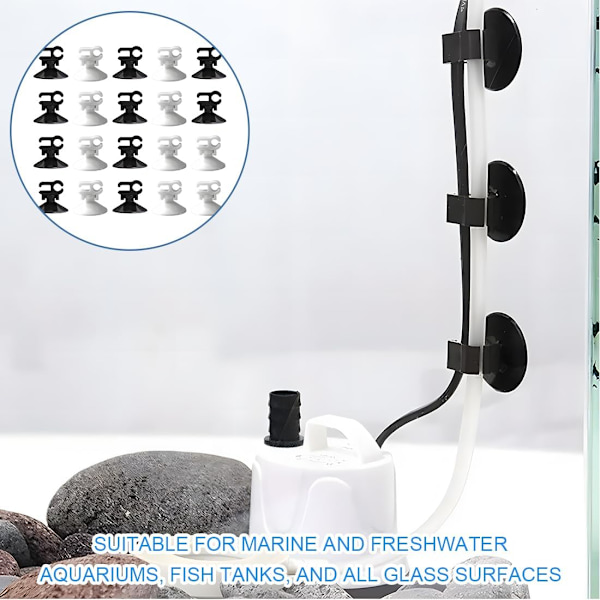 20 st Akvarium Sugkoppar Transparenta för Akvariepump Akvarium Sugkoppar Akvarium med Rörhållare Klämmor för Akvarium Fisk Sugkoppar