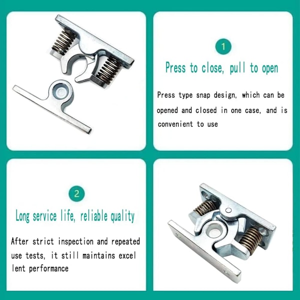 6,1×4,2×0,14 cm Kaksoisrullalukko, Jousikuormitteinen Oven Helppo Lukko Stop Catch Release Clamp Kaksoisrullalukko, 1 kpl Hopea