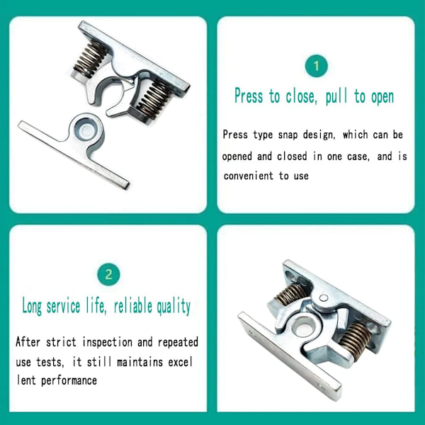 6,1×4,2×0,14cm Dobbel Rullelås, Fjærbelastet Dør Lås Stopp Lås Utgivelse Klemme Dobbel Rullelås, 1 stk Sølv