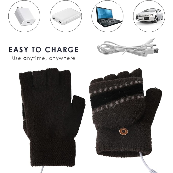 USB-oppvarmede hansker for menn og kvinner Grå, USB-håndvarmer Wi