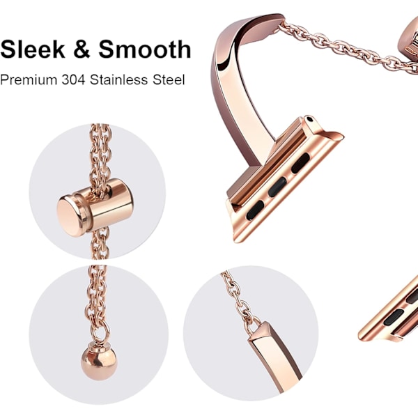 Armband i rostfritt stål kompatibelt med Apple Watch Band 38mm 40mm 41mm 42mm 44mm 45mm iWatch SE Serie 9 8 7 6 5 4 3 2 1