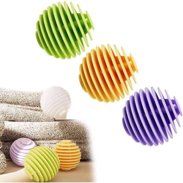 Tumble Dryer Balls (vihreä, violetti, keltainen), uudelleenkäytettävä pyykkipallo pesukoneeseen 3PCS