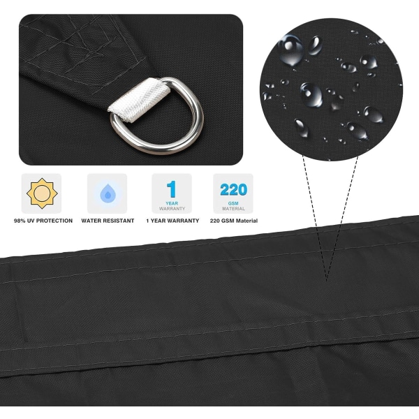 Solsegel, Vattenavvisande, 4 x 3 m, Polyester, rektangulär, bla