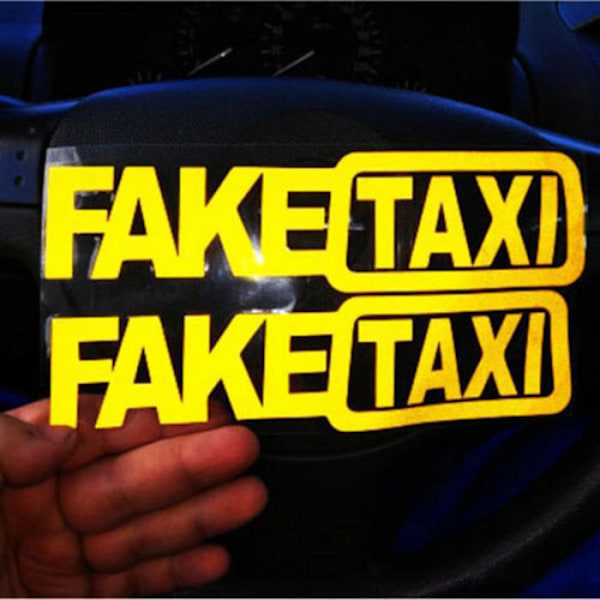 2 stycken vindrutestickers \"Fake Taxi\" Passar för T