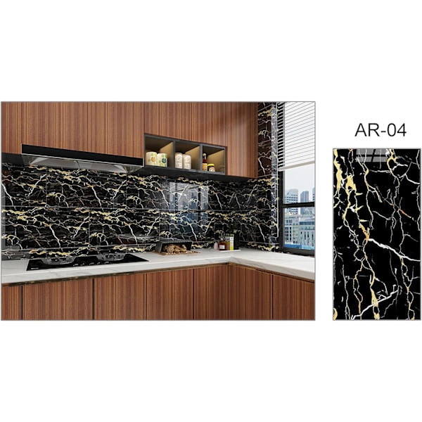 Set med 6 självhäftande, elastiska PVC-väggpaneler, marmorlook, väggdekoration, tjocklek 2 mm