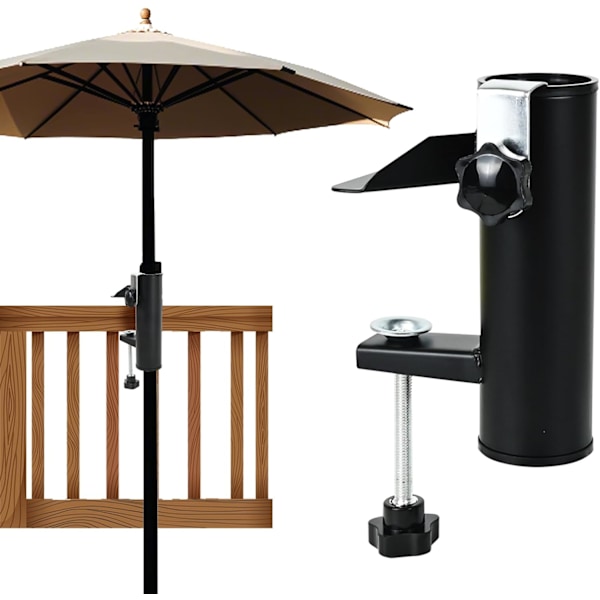 15,5 cm Udendørs Parasolfod Udendørs Parasolholder Altan Parasolklemme Multifunktionel og Bærbar Udendørs Parasolfod til Terrasse Udendørs