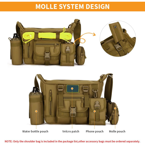 Tactical Shoulder Bag Brown Military Crossbody Bag Sling Bag