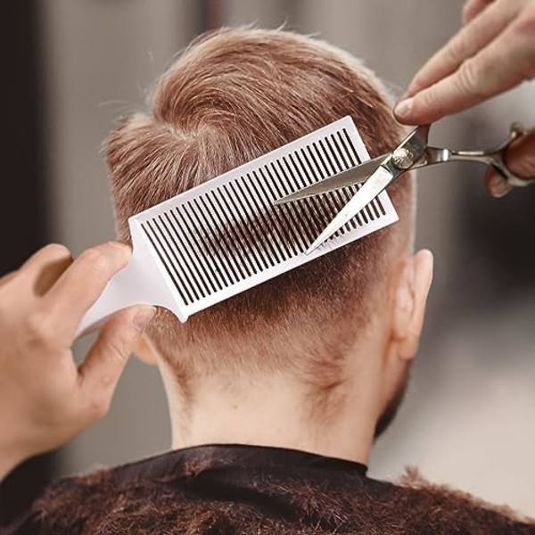 Barber Fade Kam för Män, Värmebeständig ABS Professionell Klippkam, Antistatisk Böjd Rygg Triangulär Tand Hårsnitt