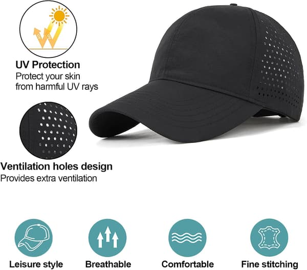 Herr Quick Dry Baseball Cap, Unisex Sportkeps - Fällbar Mesh S