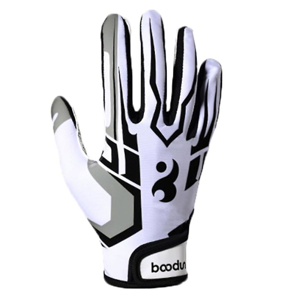 Valkoiset Boodun Unisex Rugby Full American Football Gloves (M)