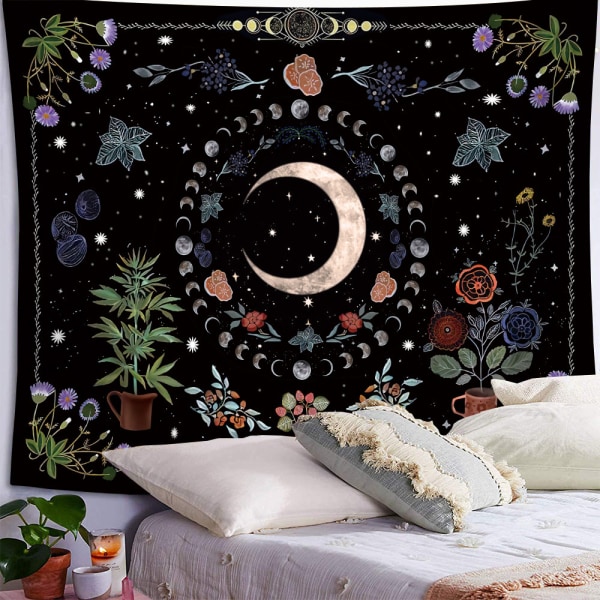 Plant Tapestry Nature Boho Tapestry Moon Phase Tapestry Wall