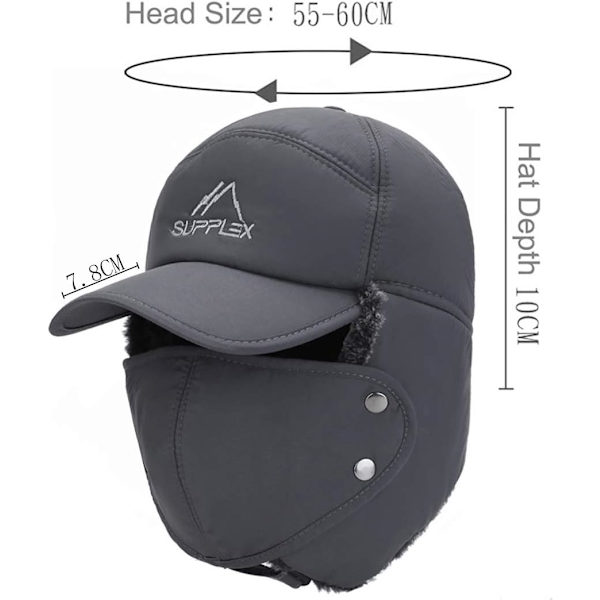 Vinter Trapper Hat Anti Wind Aviator Cap Vinter Chapka Øre F