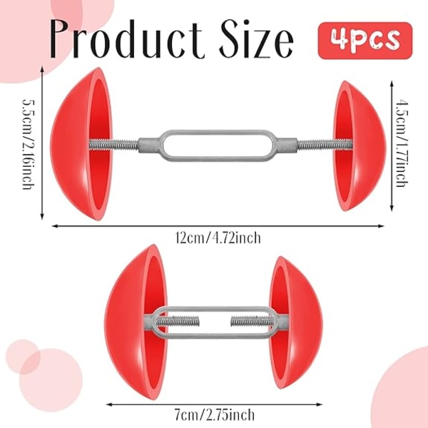(Punainen) 2 Paria Mini Kenkävenytyksiä Leveille Jaloille Säädettävät Kenkälaajentimet Laajennus Ei Liuku