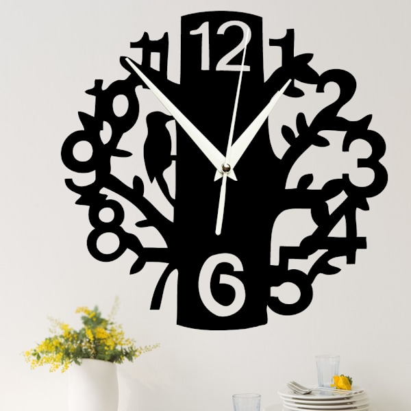 Væg ur, dekorative ure, sort, MDF træ, moderne stil, analog, stue - Mål