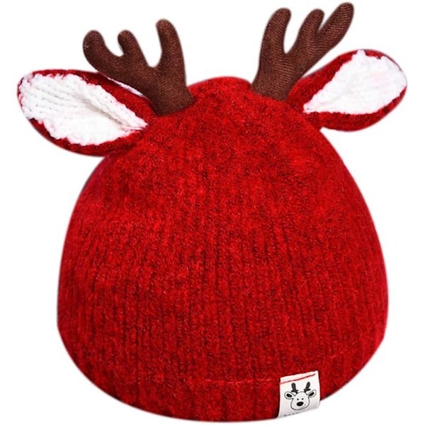 Sød Reindeer Hjortegevir Baby Beanie Blød Varmt Hæklet Strikket Hat til Små Piger Drenge