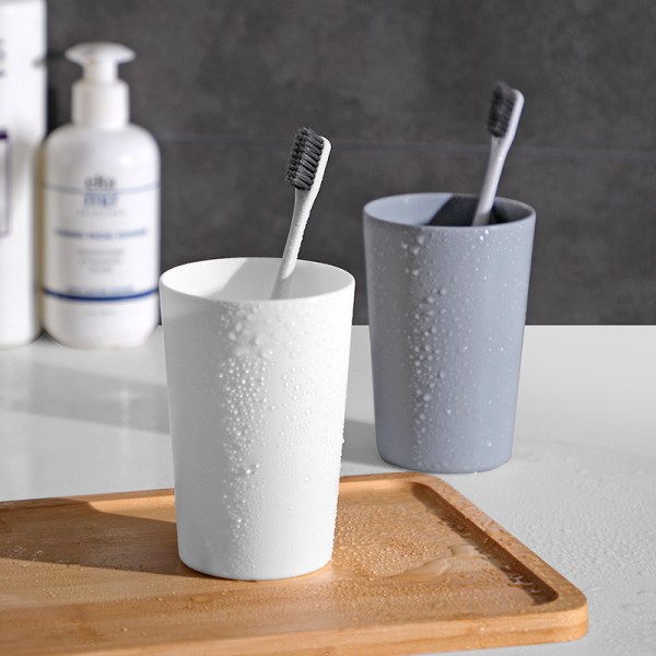 2 st (vit och grå) Enkel tandborstkopp för hemtvätt - La