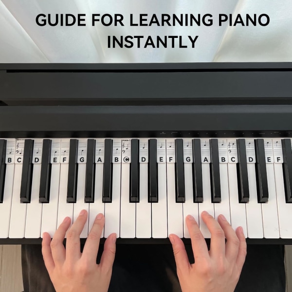 (klassinen musta)61 - irrotettavat pianon kosketinsoittimen nuottitarrat oppimista varten, valmistettu silikonista, ei tarroja