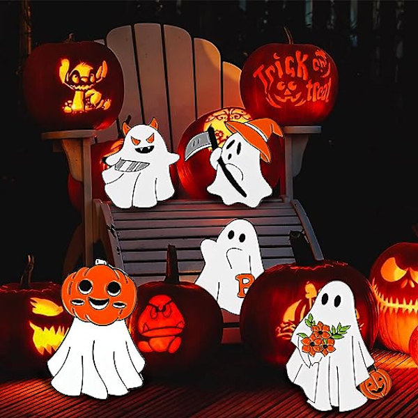 5 st söta spöke emalj pin set - gotiska emoji-märken Halloween broscher för kvinnor/män tecknad boo pu